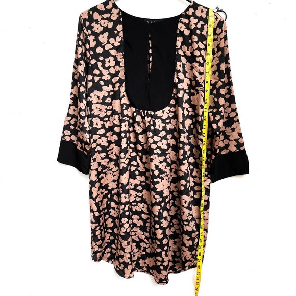 boutique black + tan shift dress w/high neckline & 3/4 sleeves size S - Picture 5 of 7